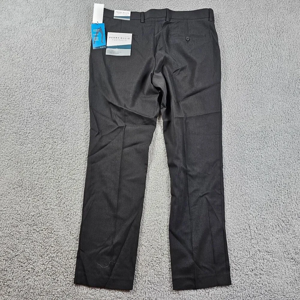 Pery Ellis Dress Pants Mens 36x30* Black Portfolio Slacks Performance Stretch